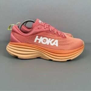 Hoka Bondi 8 Coral Papaya Athletic Sneakers